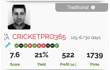 Pensador de Apuestas analizado desde la lógica y los números 9 CRICKETPRO386 estadisticas