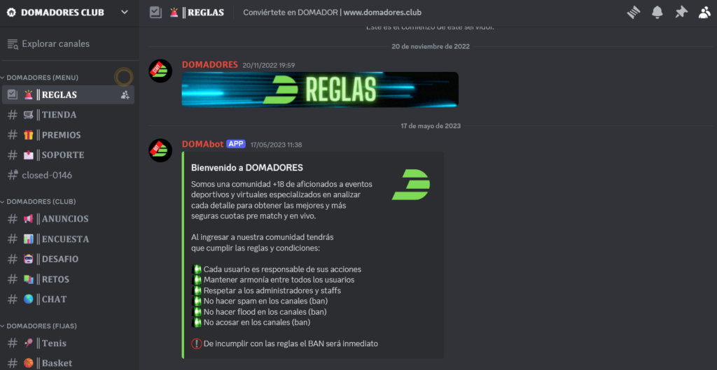 Mejores comunidades de analistas deportivos en Discord 2 Domadores Club Comunidad Discord