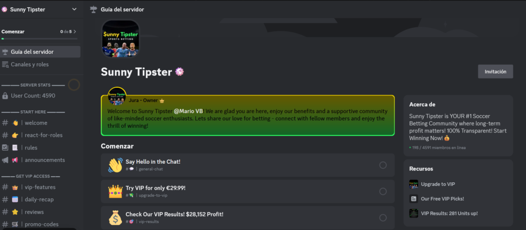 Sunny Tipster Comunidad Discord