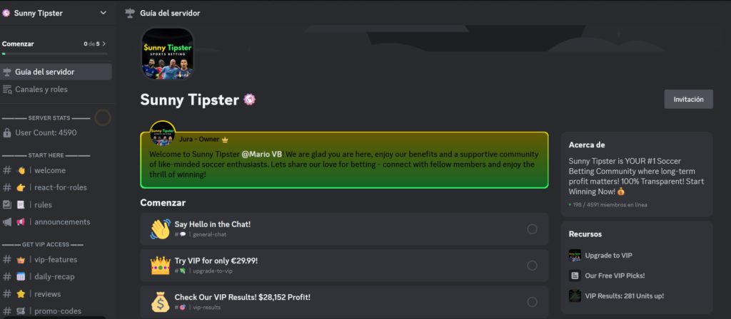 Mejores comunidades de analistas deportivos en Discord 4 Sunny Tipster Comunidad Discord