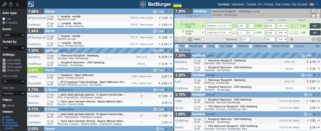 BetBurguer Software Arbitraje Deportivo