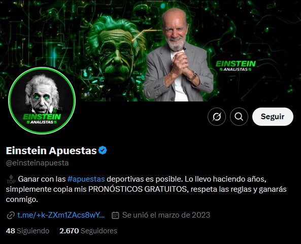 Einstein Pronosticos Perfil Twitter