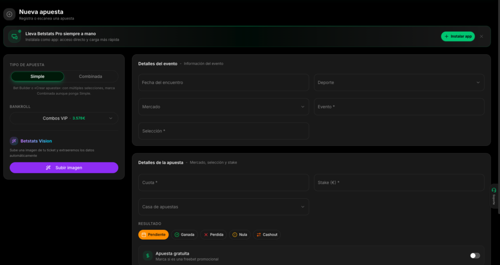 BetStats Pro: Registro automático de apuestas con IA que revoluciona el control de bankroll en 2026 3 Captura de pantalla 2026 05 13 a las 10.24.40 -